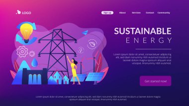 Sürdürülebilir enerji konsepti iniş sayfası.