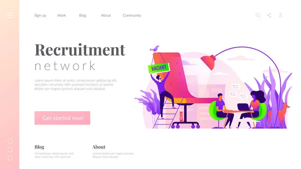 Recruitment agency landing page template. — Stock Vector