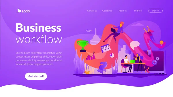 Mall för arbetsflödeslandningssida. — Stock vektor