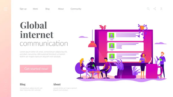 Internet Forum Landing Page Vorlage. — Stockvektor