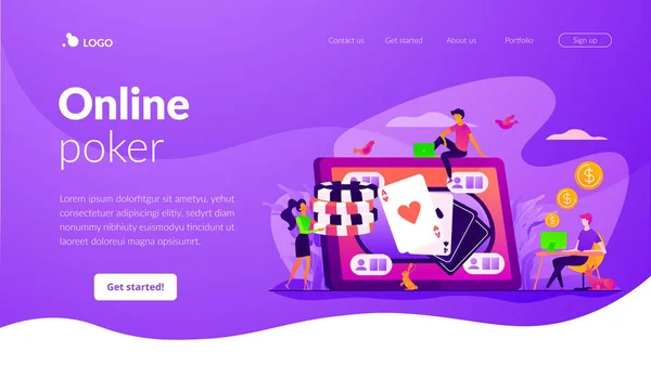 Online Poker landing page template. — Stockvector