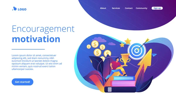 Motivation concept landing page. — Stock Vector