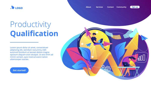 Concepto de productividad landing page . — Vector de stock