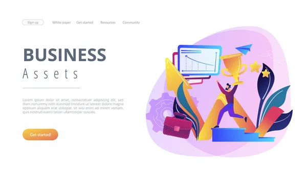 Conceito de sucesso empresarial landing page . — Vetor de Stock