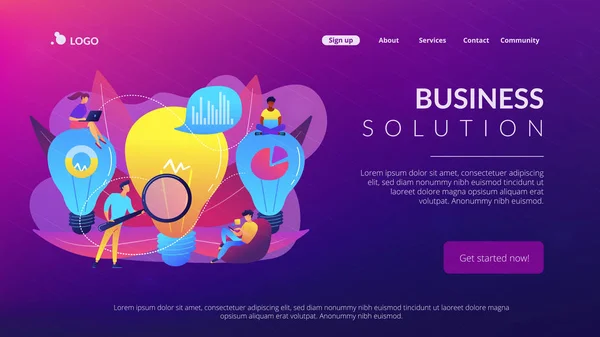 Concepto de solución empresarial landing page . — Vector de stock