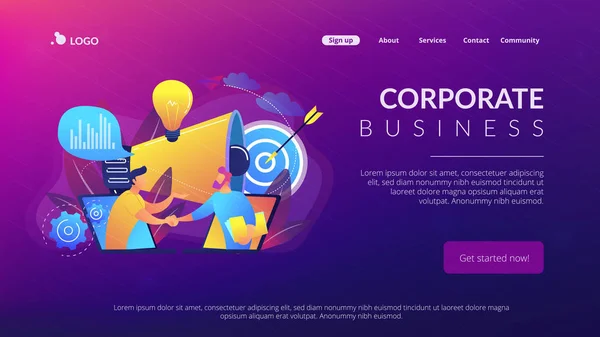 Concepto de colaboración landing page . — Vector de stock