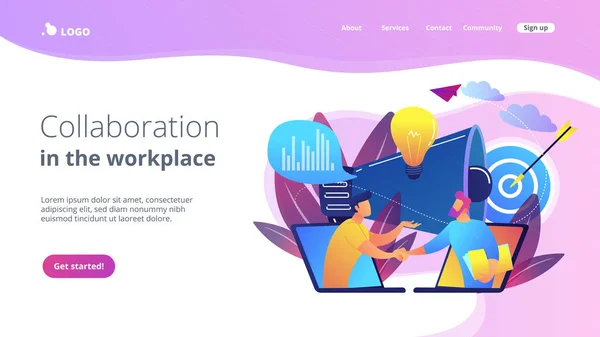 Kooperationskonzept Landing Page. — Stockvektor