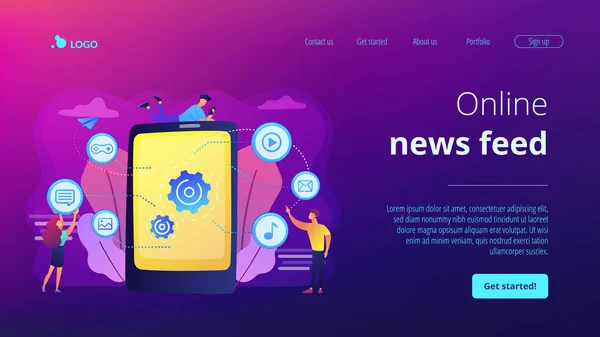 Mobile Content Konzept Landing Page — Stockvektor