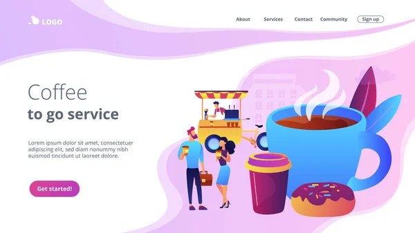 Conceito de café de rua landing page . —  Vetores de Stock