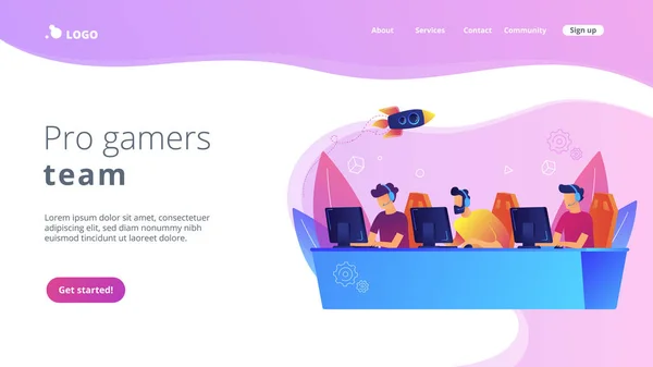 E スポーツ チーム コンセプト ページ. — ストックベクタ