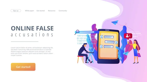Concepto de ciberacoso landing page . — Archivo Imágenes Vectoriales
