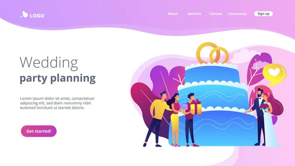 Boda fiesta concepto landing page . — Vector de stock