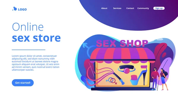 Sexo tienda concepto landing page . — Vector de stock