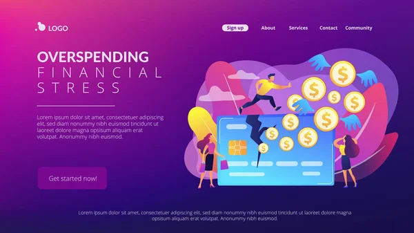 Überausgabenkonzept Landing Page. — Stockvektor