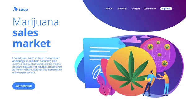 Distribuição de produtos de cânhamo conceito landing page . — Vetor de Stock