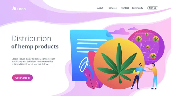 Distribution of hemp products concept landing page. — Stock Vector