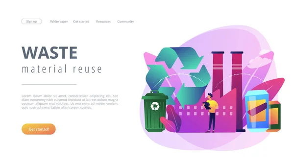 Concepto de reciclaje mecánico landing page . — Vector de stock