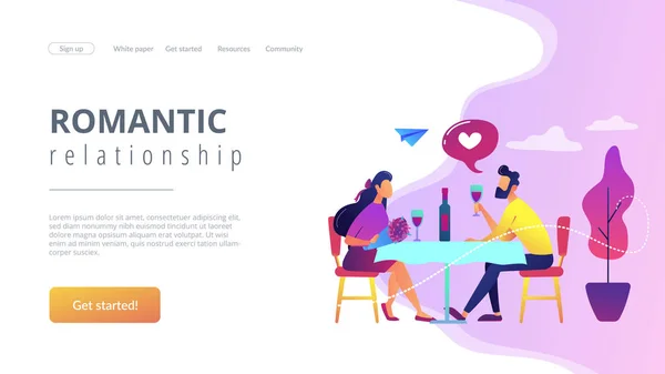 Romantische datum concept landing page. — Stockvector