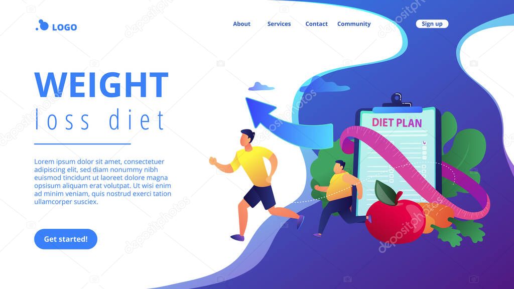 Weight loss diet concept landing page.