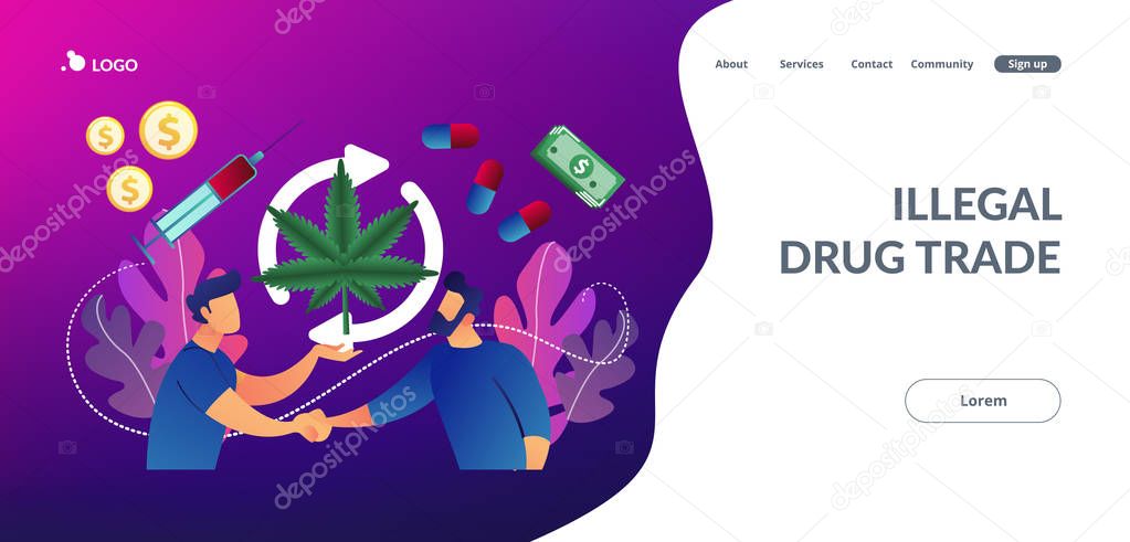 Drug trafficking concept landing page.