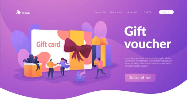 Gift card landing page template. — Stock Vector