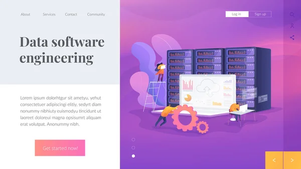 ビッグデータ開発者ランディングページテンプレート. — ストックベクタ