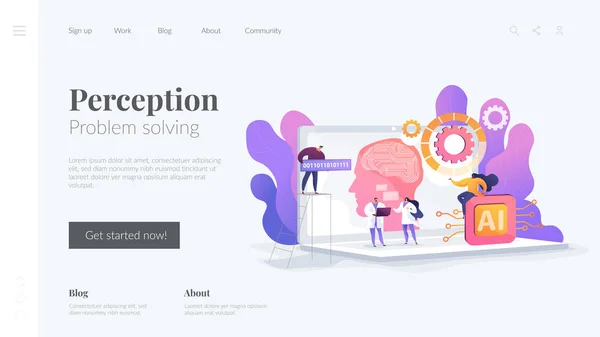 Plantilla de landing page de inteligencia artificial . — Vector de stock