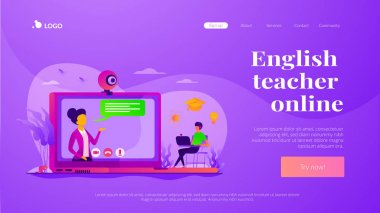 Online tutor landing page template clipart