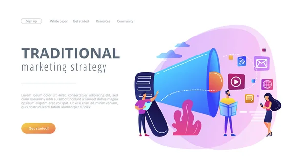 Push reclame concept landing page. — Stockvector