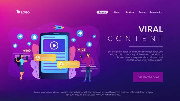 Virales Content Konzept Landing Page — Stockvektor