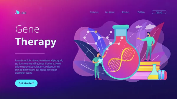 Página de aterrizaje del concepto de terapia génica . — Vector de stock