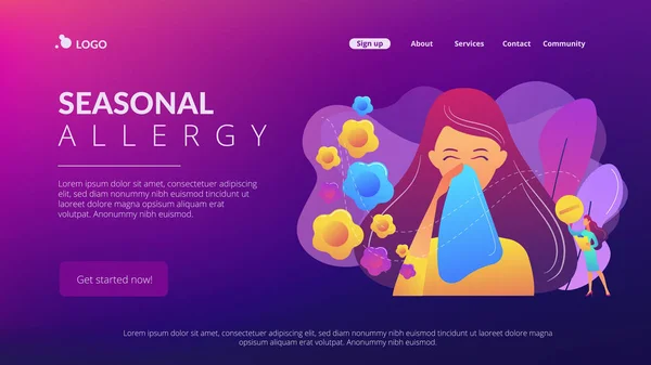 Seizoensgebonden allergie concept landing page. — Stockvector