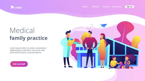 Familia médico concepto landing page . — Archivo Imágenes Vectoriales