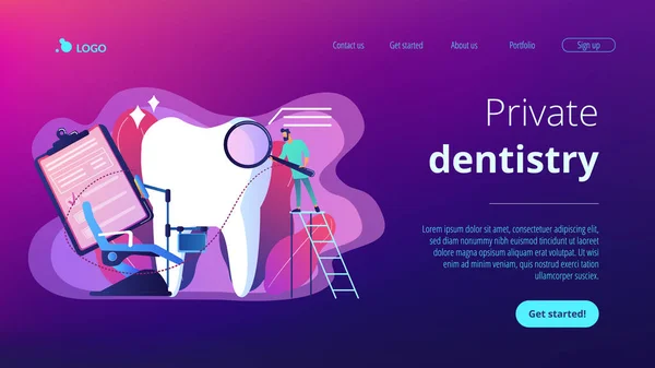 Концепція приватної стоматології цільова сторінка . — стоковий вектор