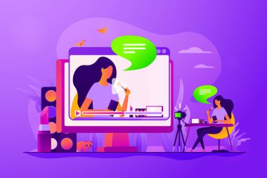 Güzellik blogger kavramı vektör çizim