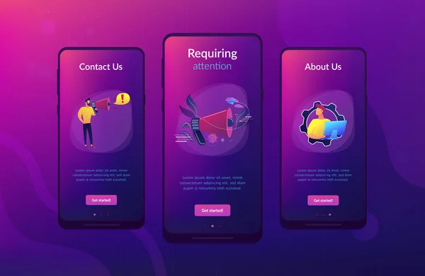 Aufmerksamkeit App-Schnittstelle Vorlage. — Stockvektor
