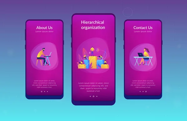 Vorlage zur Unternehmenshierarchie-App-Schnittstelle. — Stockvektor