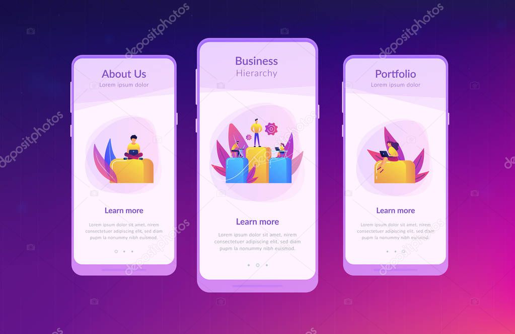 Business hierarchy app interface template.