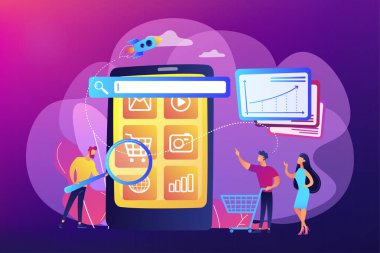 Mobil medya optimizasyonu kavramı vektör illüstrasyon
