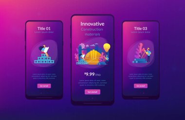 Yenilikçi İnşaat malzemeleri uygulaması arayüzü şablonu.