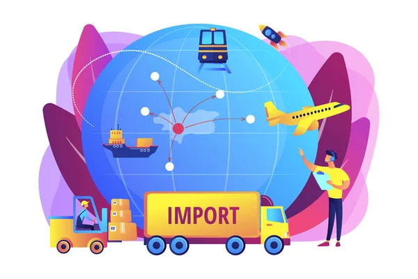 Концептуальная иллюстрация импорта товаров и услуг — стоковый вектор