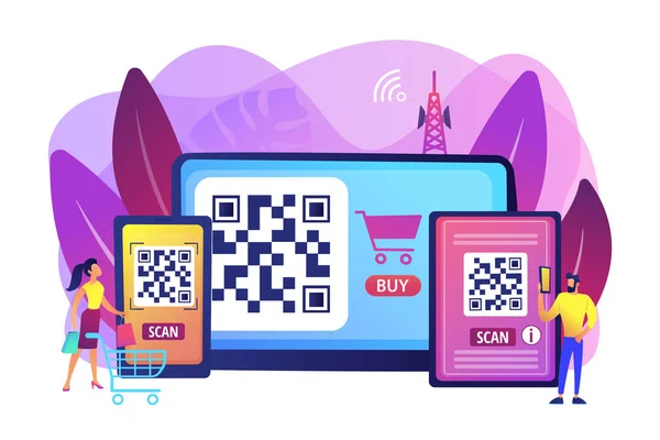 Ilustración de vector de concepto de código QR — Vector de stock