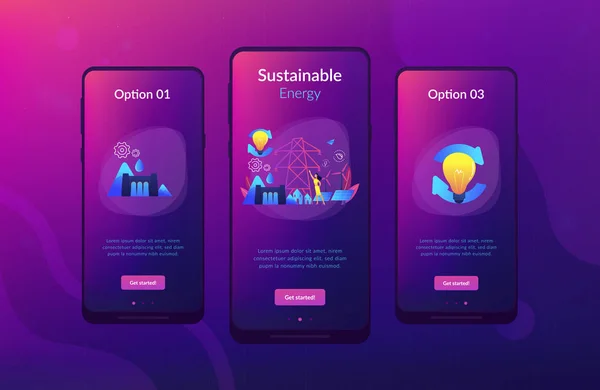持続可能なエネルギー アプリケーション インタ フェース ・ テンプレート. — ストックベクタ