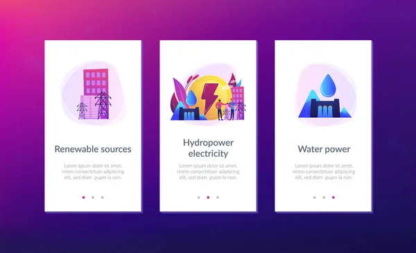 Modèle d'interface d'application hydroélectrique . — Image vectorielle