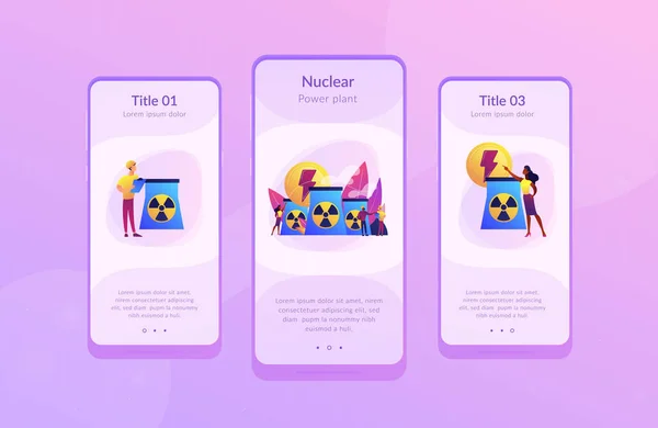 Sjabloon voor app-interface voor nucleaire energie. — Stockvector