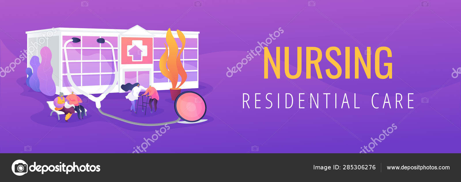 Nursing Home Concept Banner Header Stock Vector