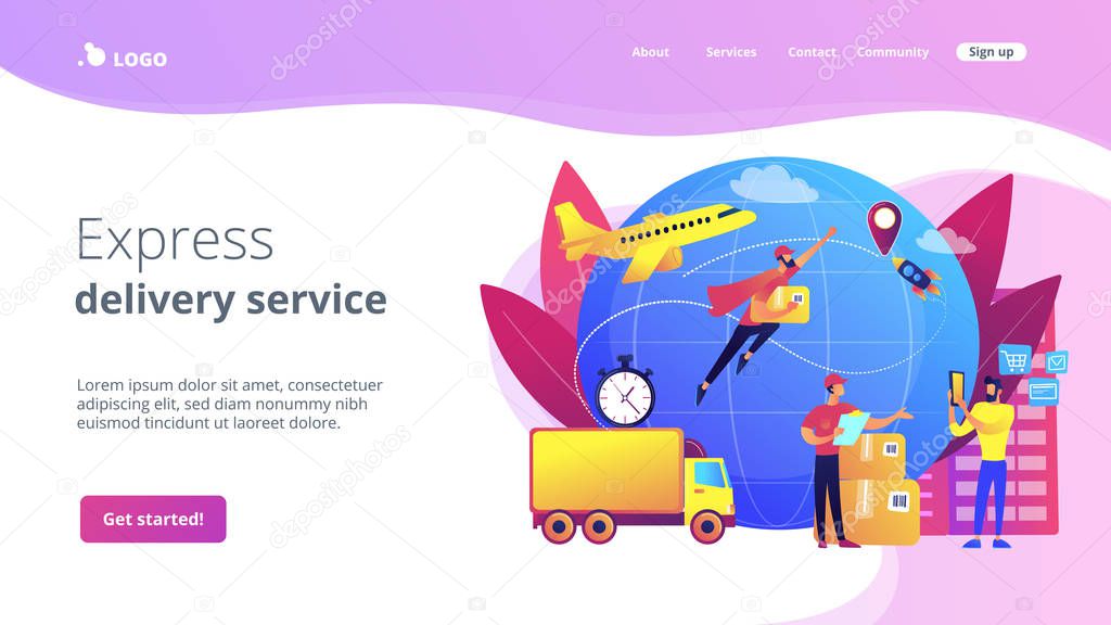 Express delivery service concept landing page.