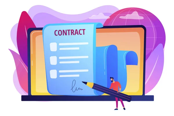Electronic contract concept vector illustration — Stock Vector
