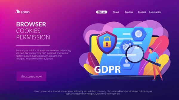 Allgemeines Datenschutzregulierungskonzept Landing Page. — Stockvektor