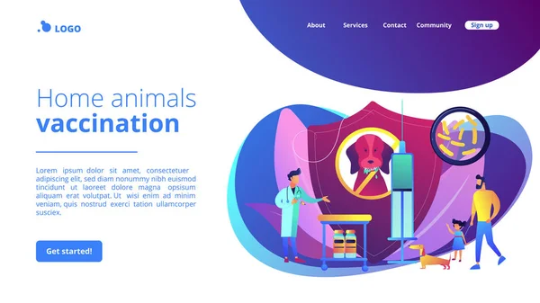 La rabia y el concepto de tu mascota landing page — Archivo Imágenes Vectoriales